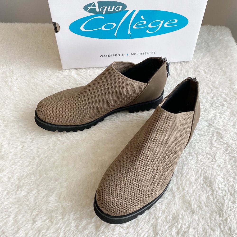 Aqua College Women Hilda Taupe Knit, Water Proof, Size 7.5 M